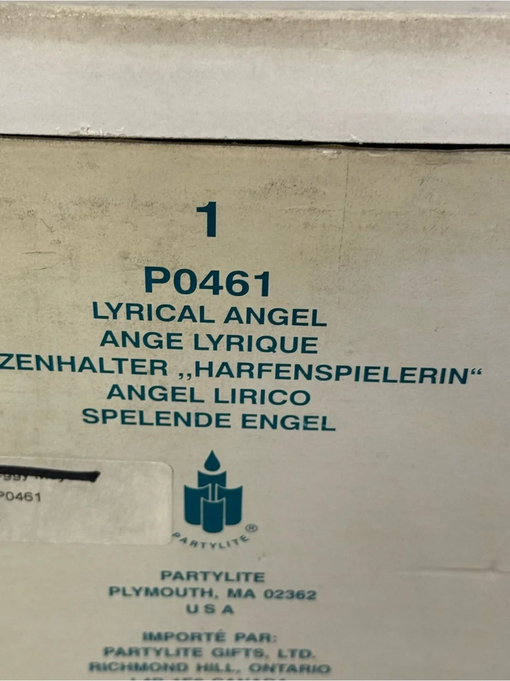PartyLite Lyrical Angel Playing Harp Bisque Porcelain Taper Candle Holder P0461